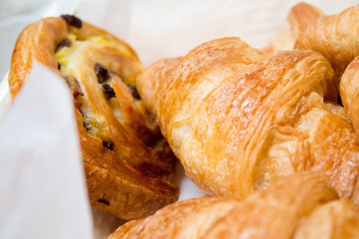 Being vegan doesn't mean you have to miss out on those naughty treats. Here is a selection of French pastries including croissants and pain aux raisin.