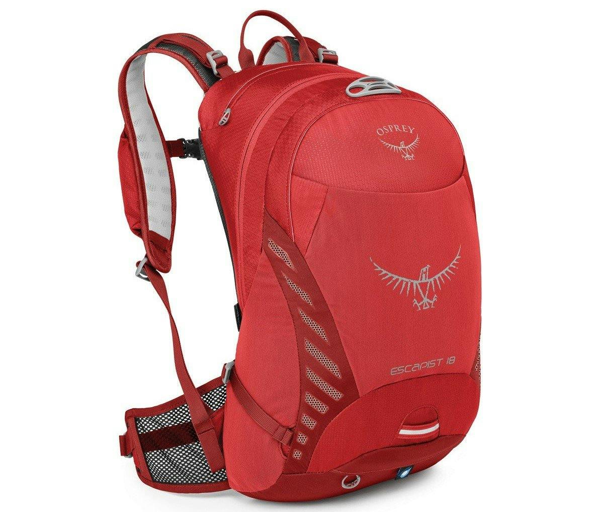 A red Osprey backpack. The perfect accessory for walking to work, running to work or cycling to work.  