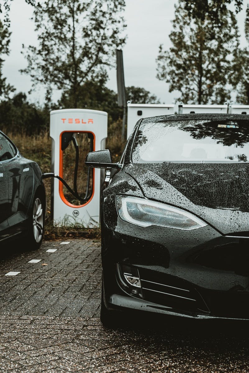 A Tesla charging