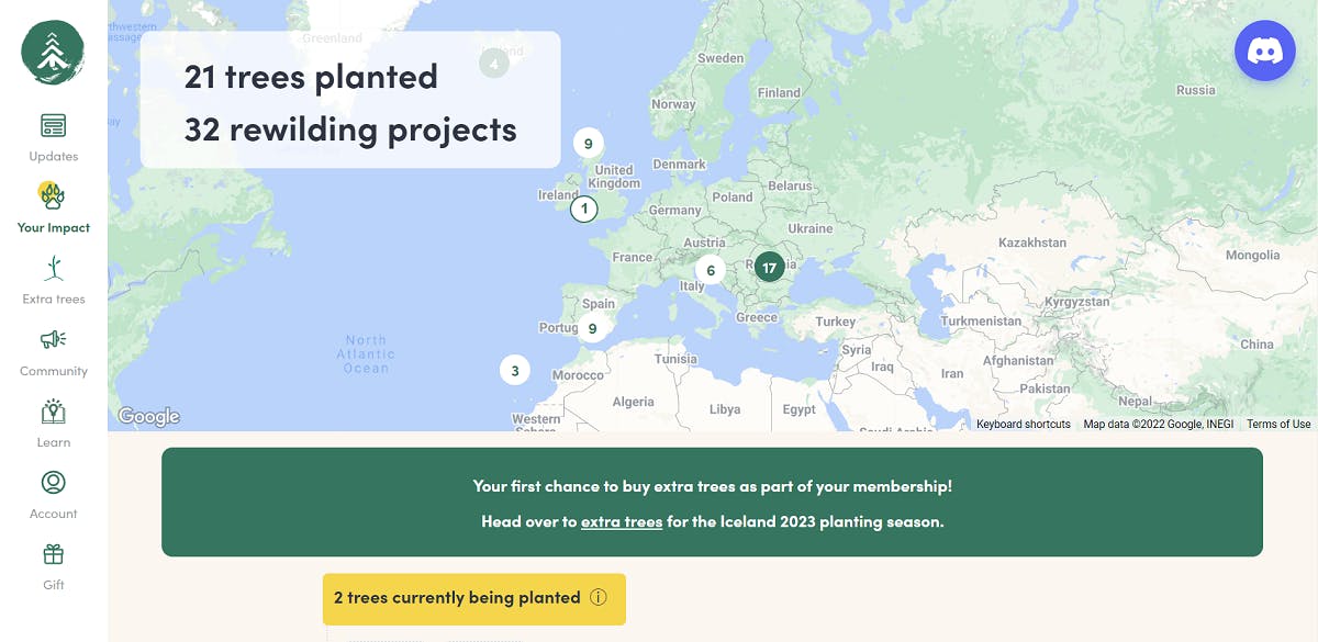 An overview of Mossy Earth membership account