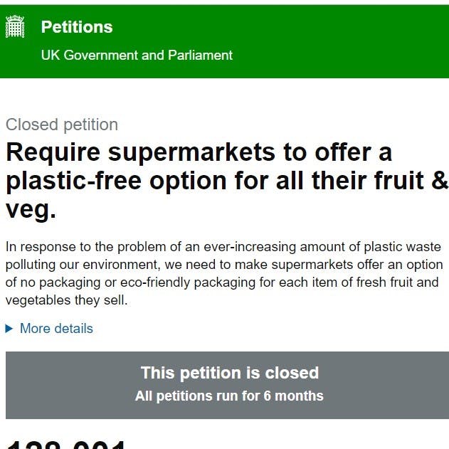 A screen shot of an online UK government and parliament petition. A great way of taking climate action in your area. 