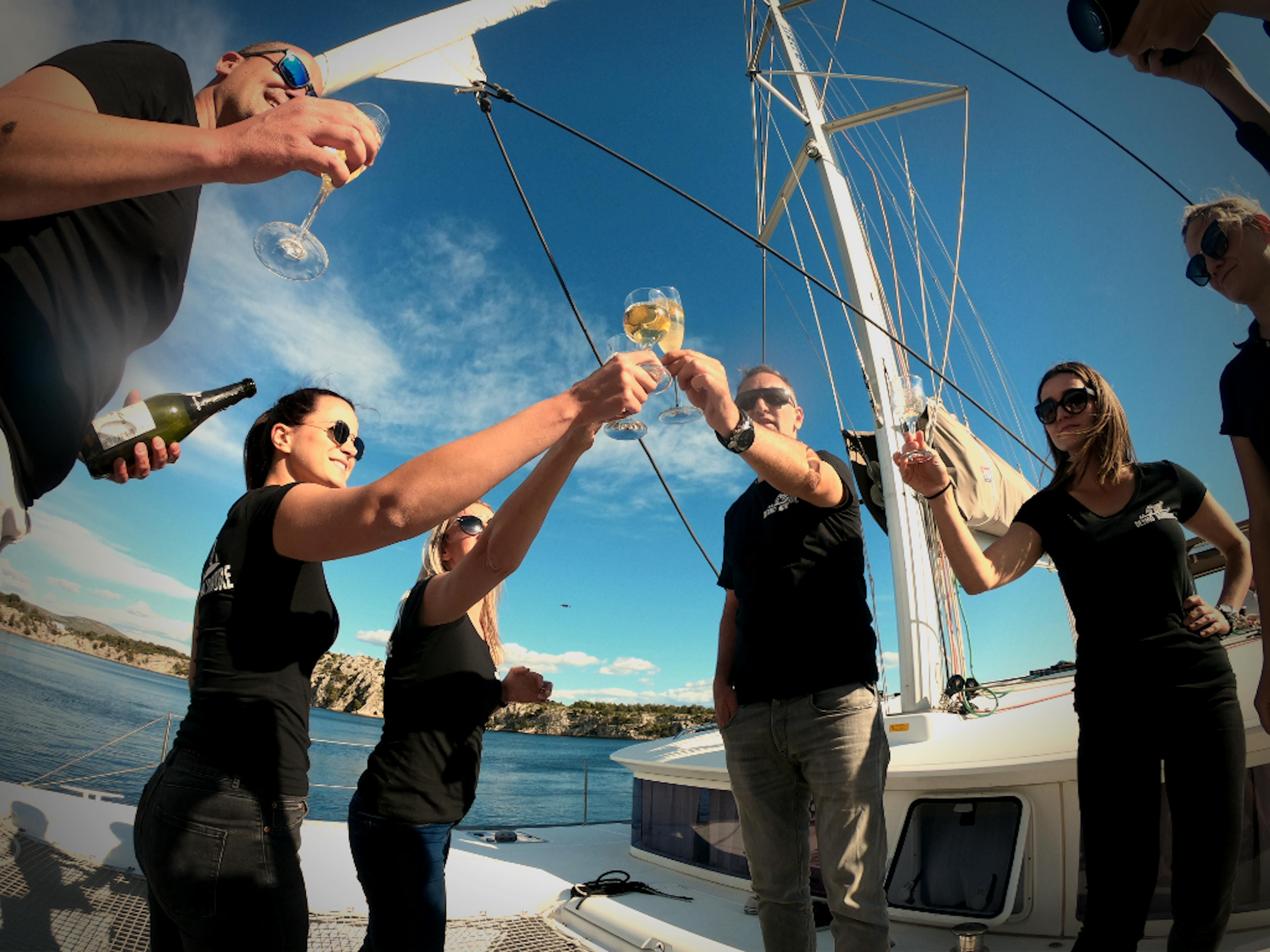 DESMO  team celebration on yacht