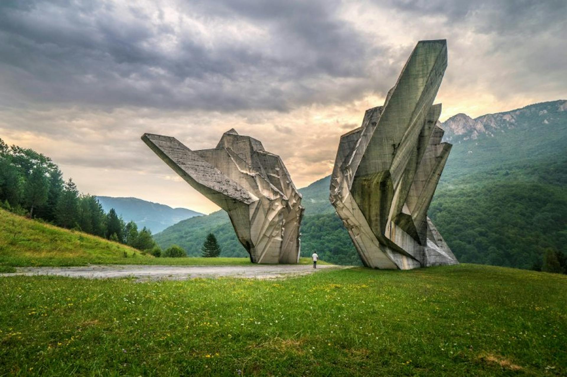 Sutjeska monument in bosnia on the motorcycle tour