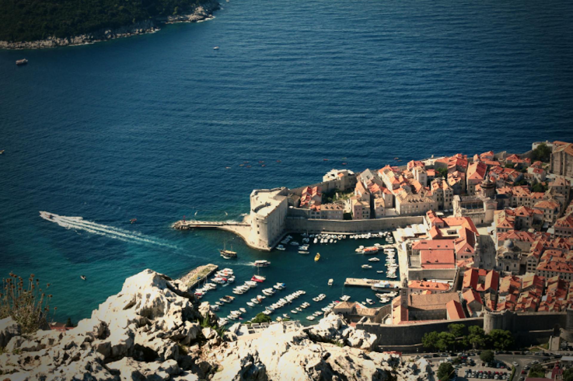 Dubrovnik from the hill top on the Desmo tour