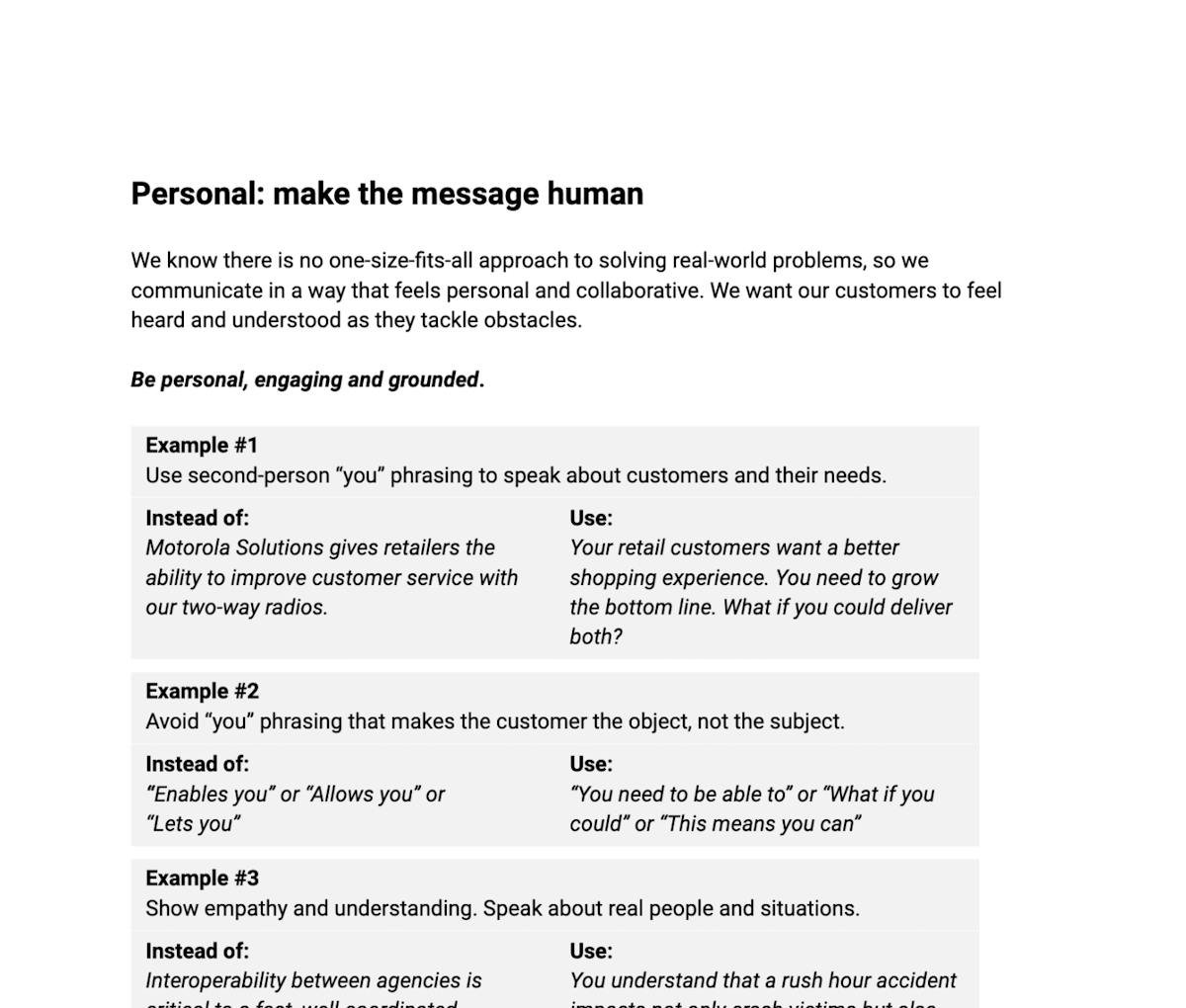 Motorola solutions guidelines writing guide