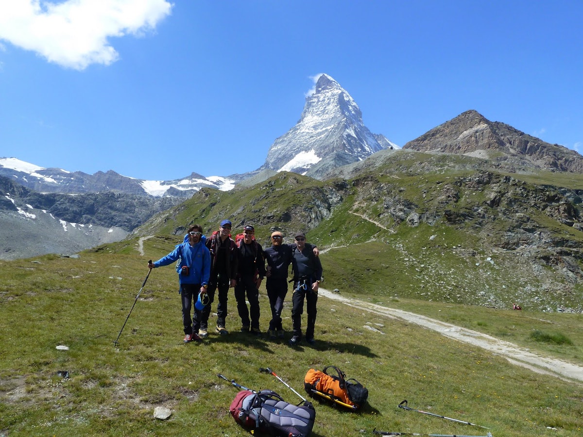  a group with the matterhorn behind