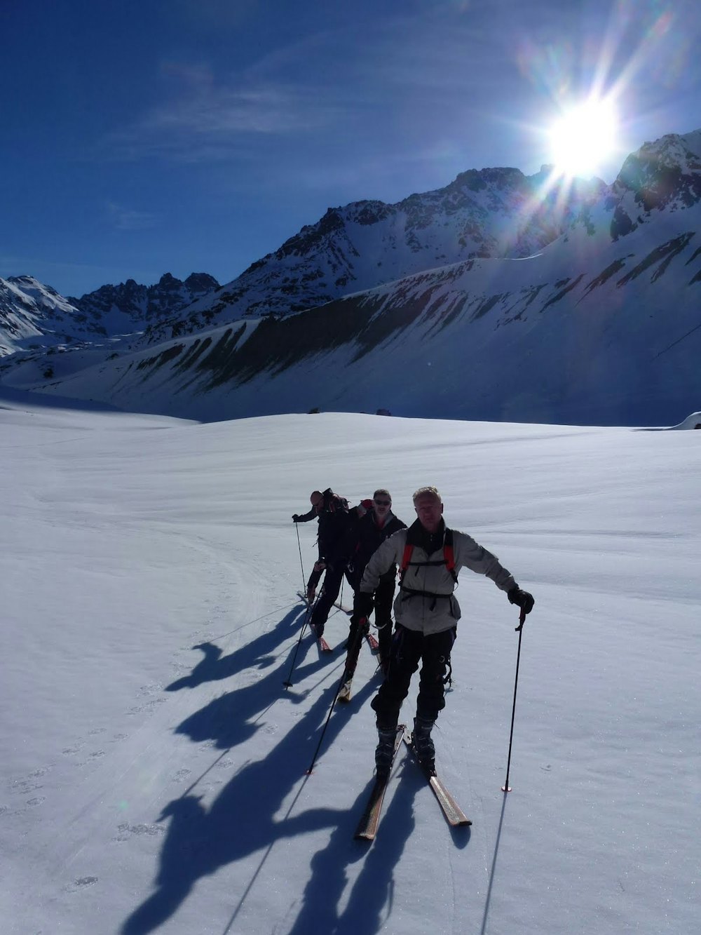 skiers on the glacier