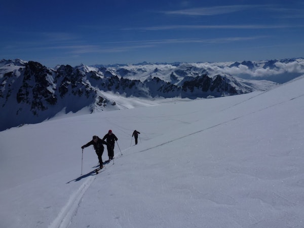 people ski touring in the Silvretta region