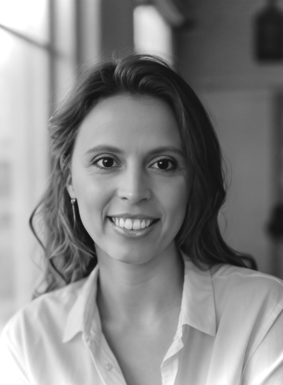 Black and white photo of Milene Adaime