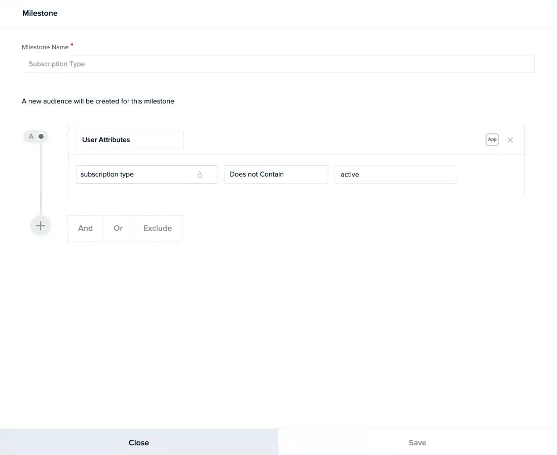 making your first milestone in journey builder
