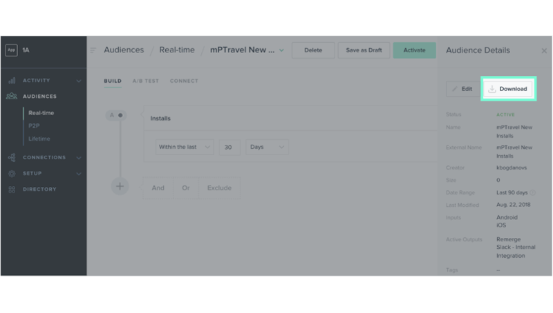 mParticle feature: Audience Download