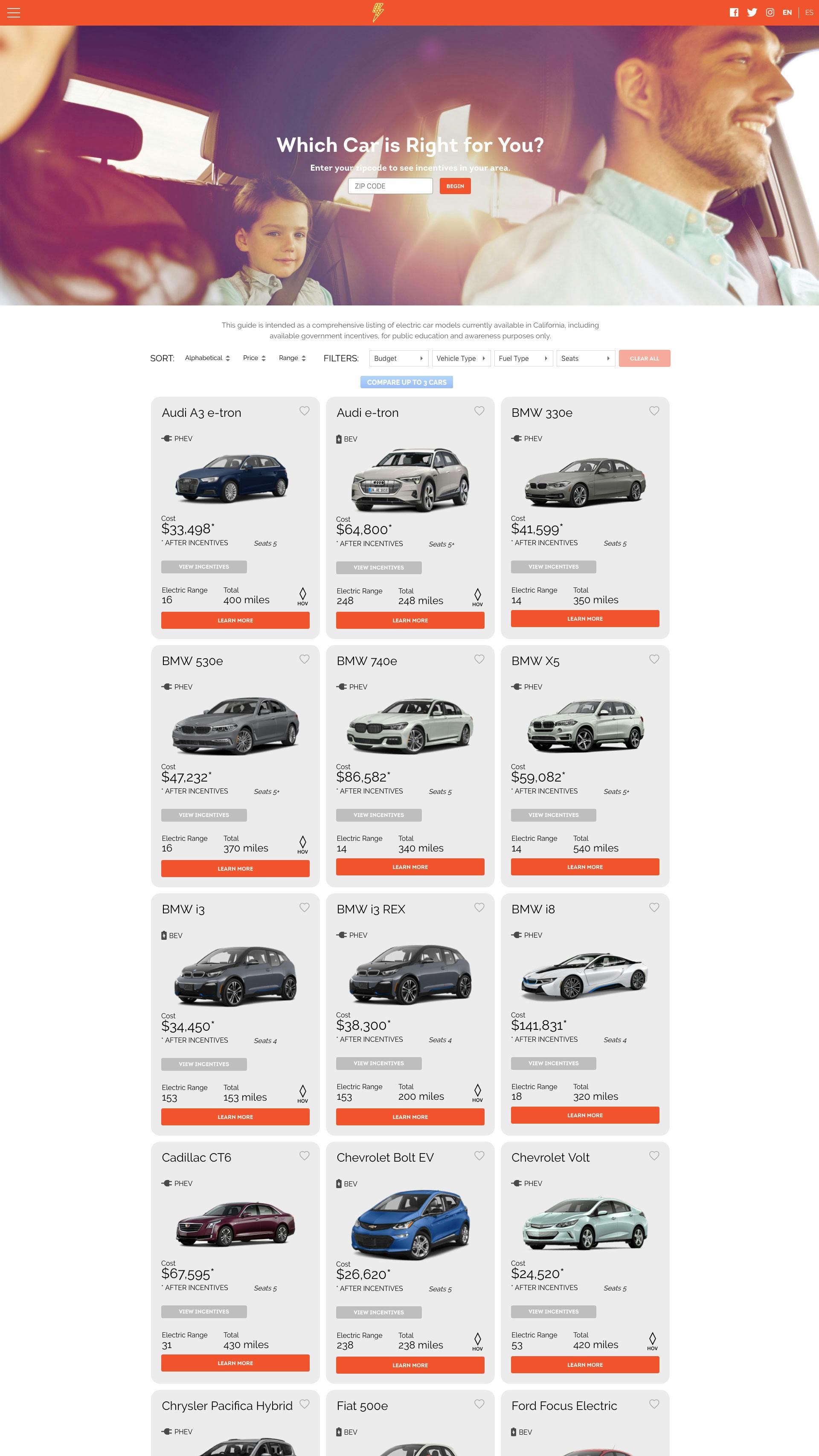 "Which Car is Right for You?" Page