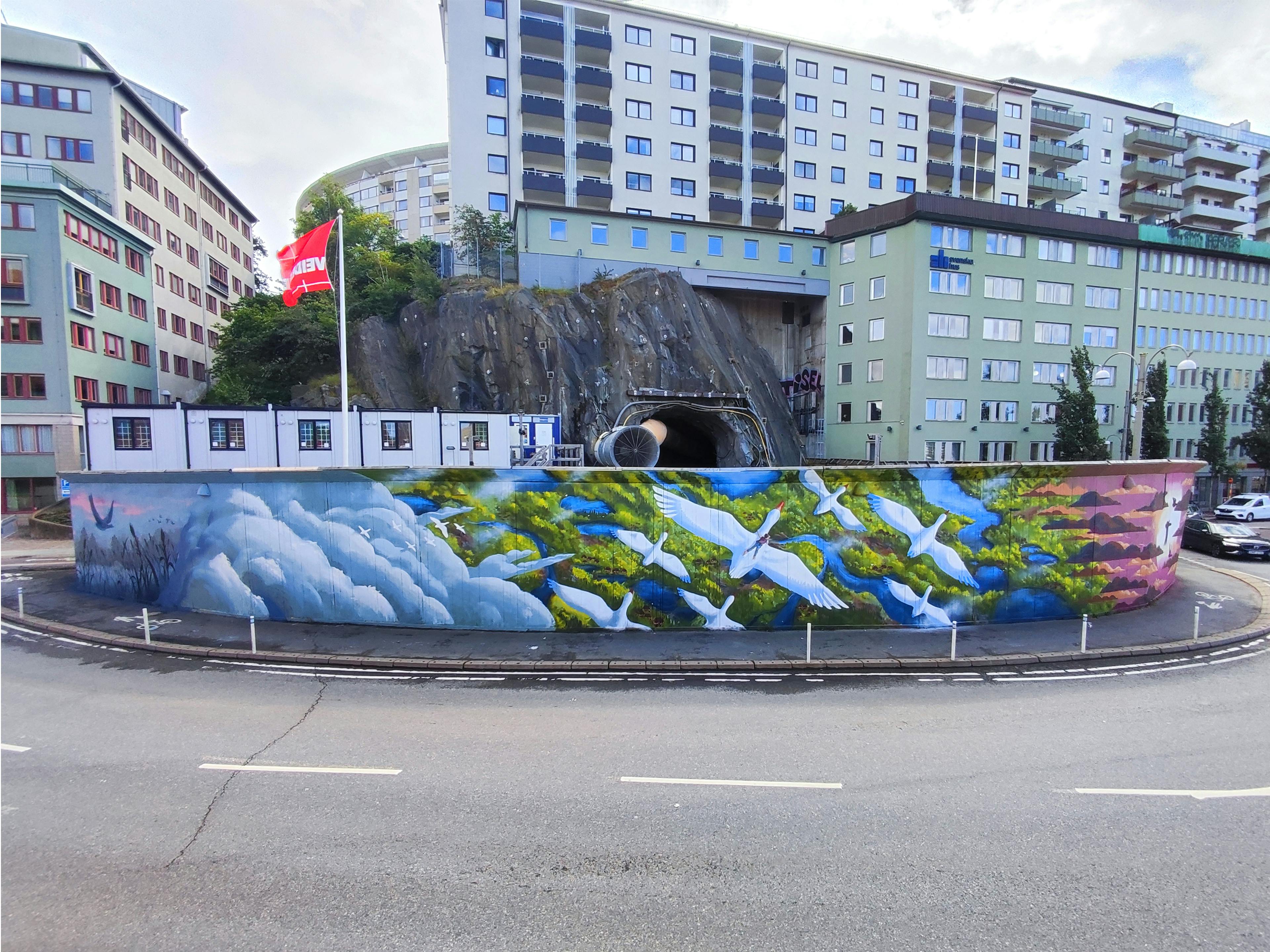 Mural painting Gothenberg, Sweden, Force of Nature (GER), None(MK), Tris (FR), Nils Holgersen Tale