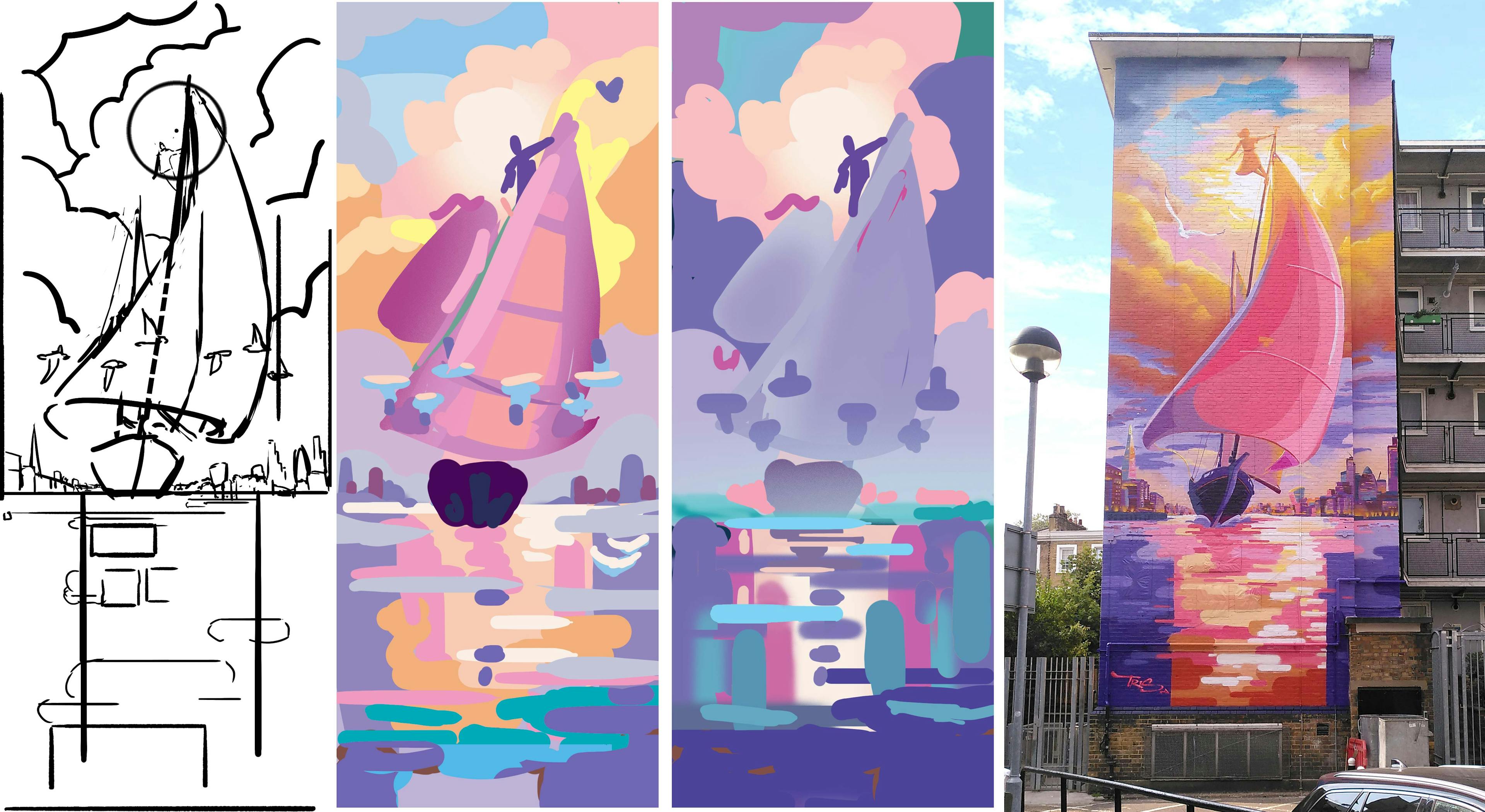 Process Image, sketch, colour keys, tris, mister tris