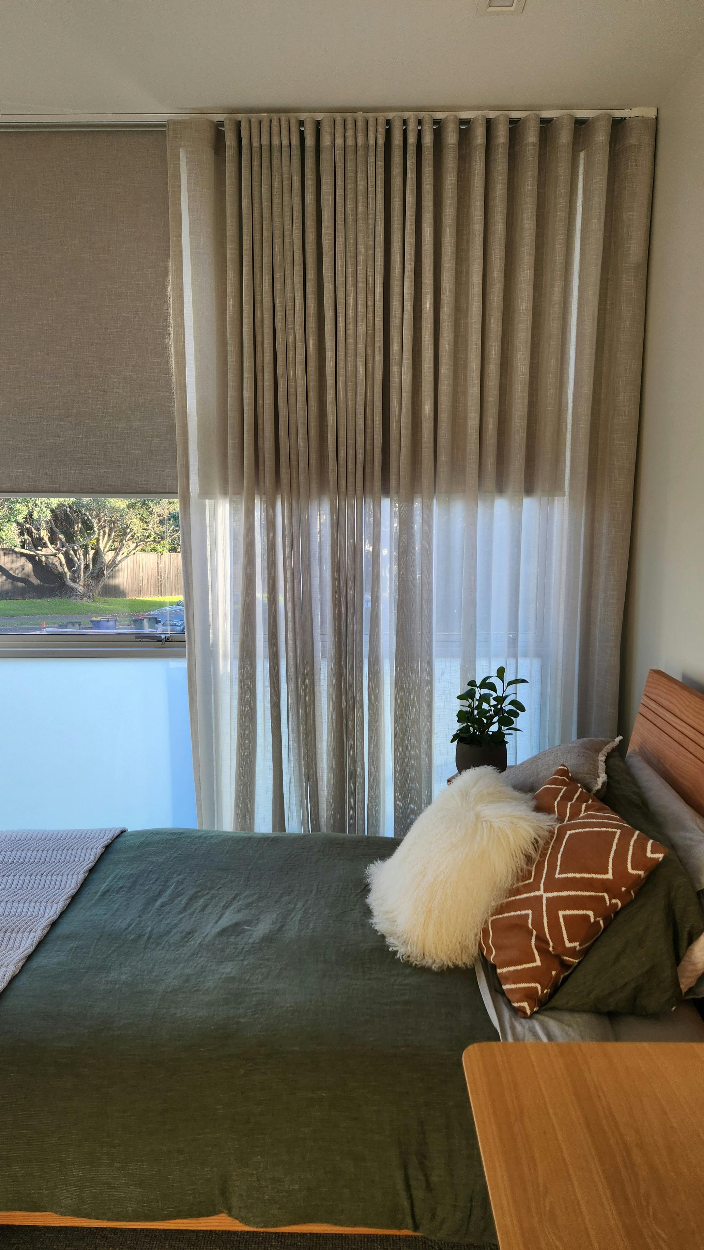 sheer curtains & motorised roller blinds