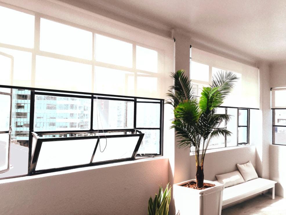 Vertical blinds in office boardroom