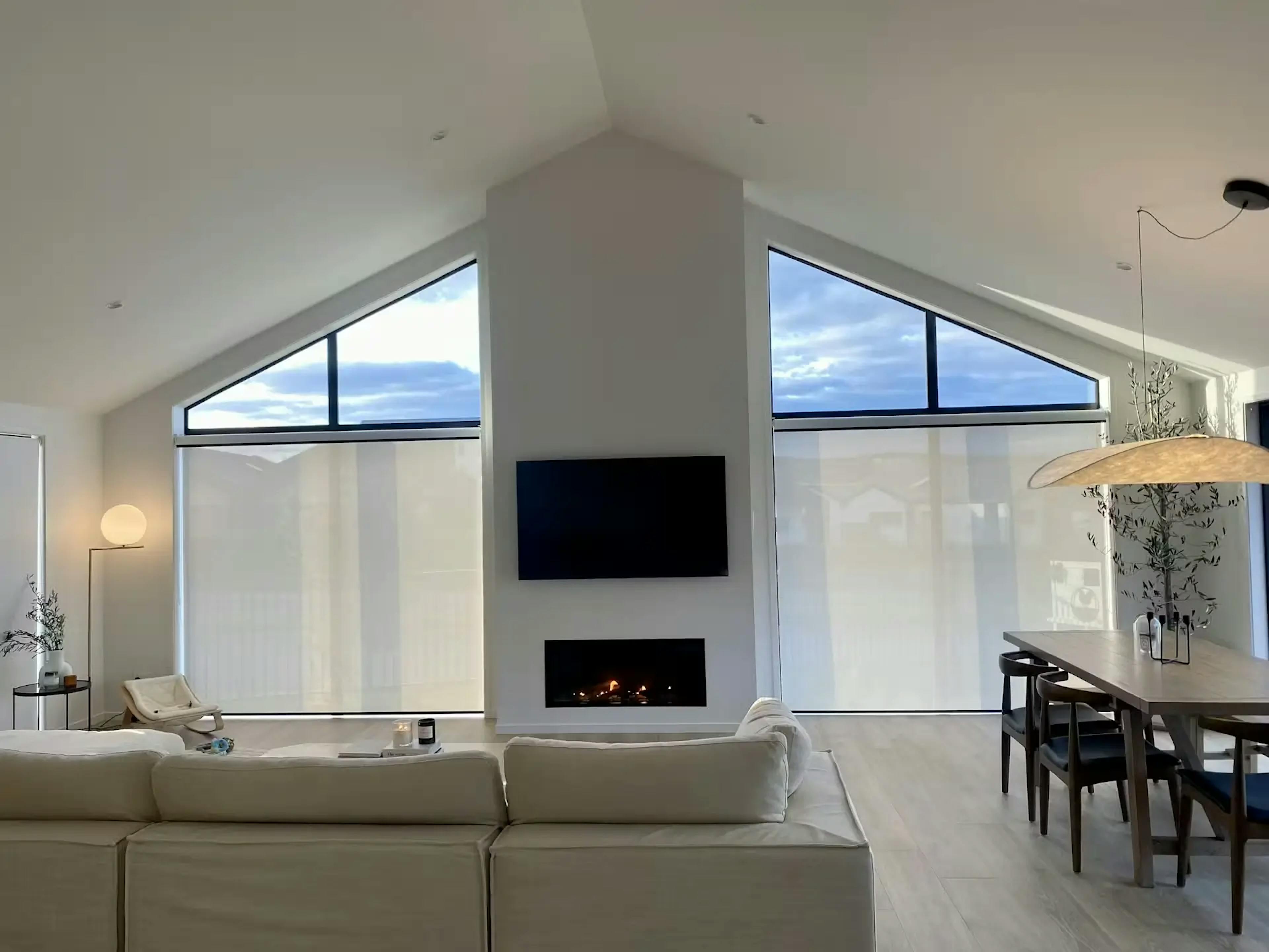 Modern white slat window blinds