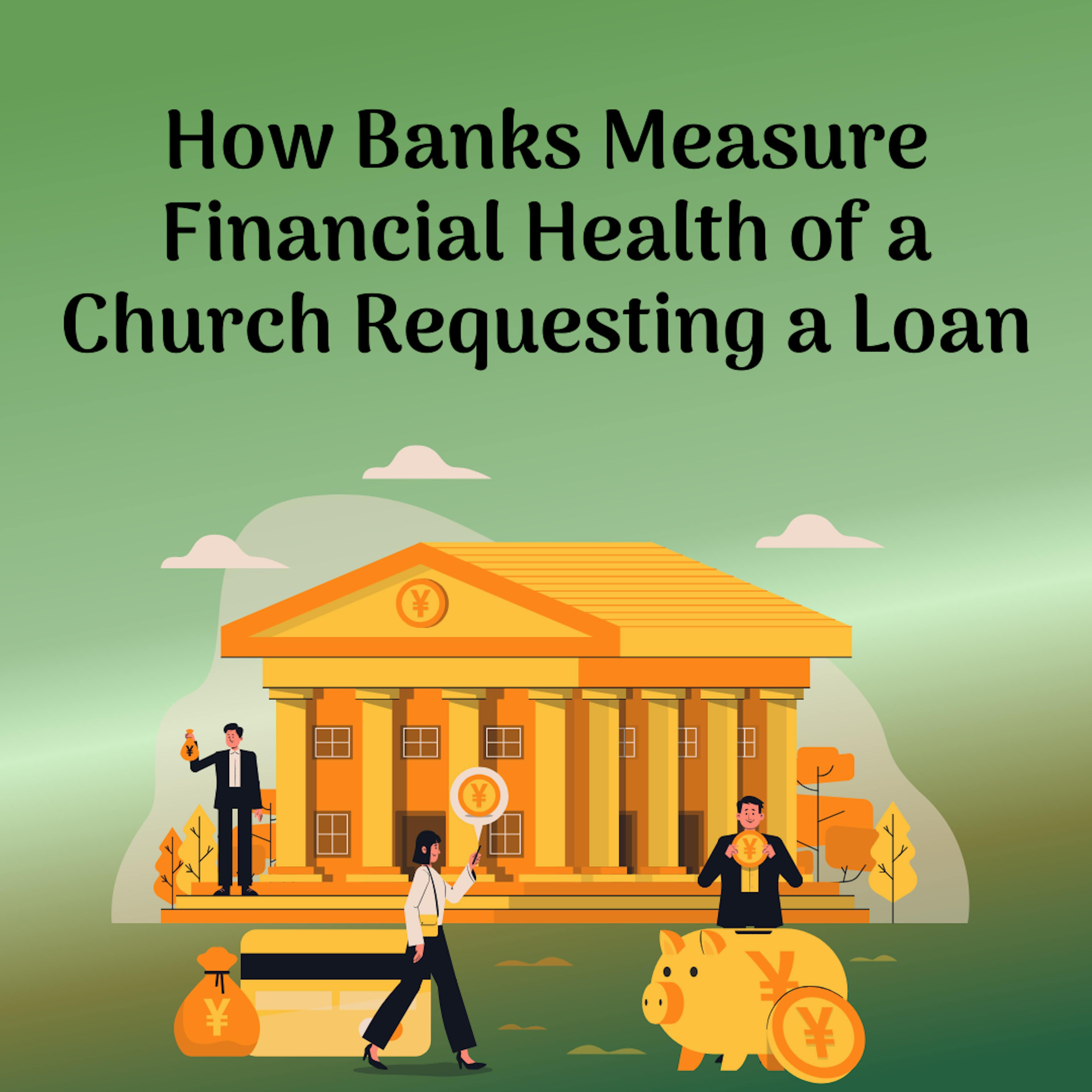 Yellow drawing of bank building with people in front of it