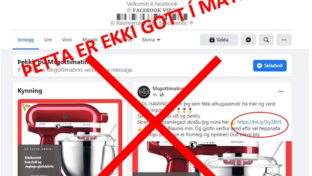 ATH! Fölsuð Facebook síða í nafni Gott í matinn