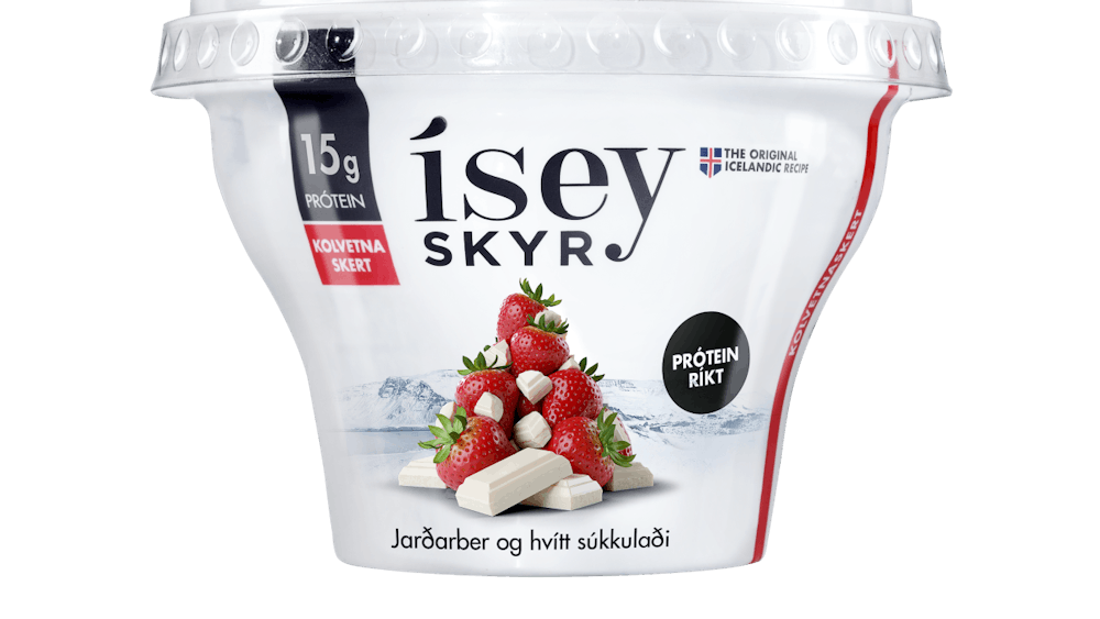 Ísey skyr með jarðarberjum og hvítu súkkulaði