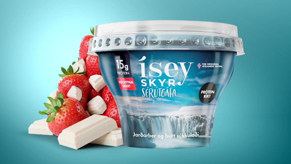 Ísey skyr sérútgáfa með jarðarberjum og hvítu súkkulaði