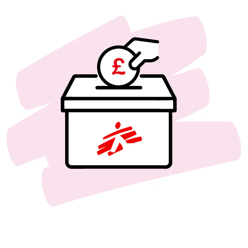 Donation box with pound coin contribution.
