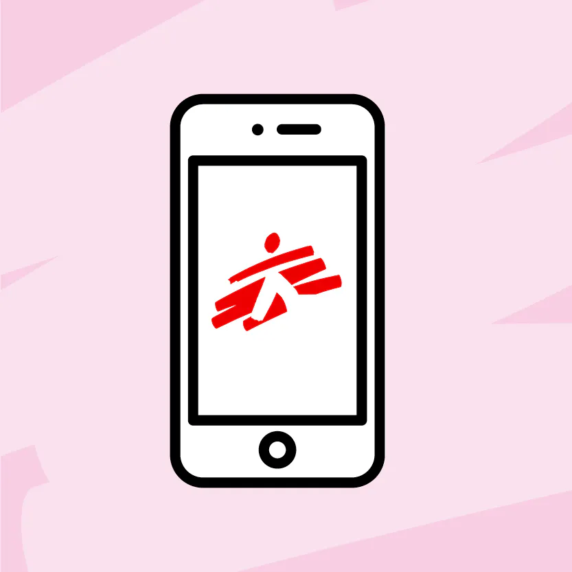 MSF logo displayed on a mobile phone screen.