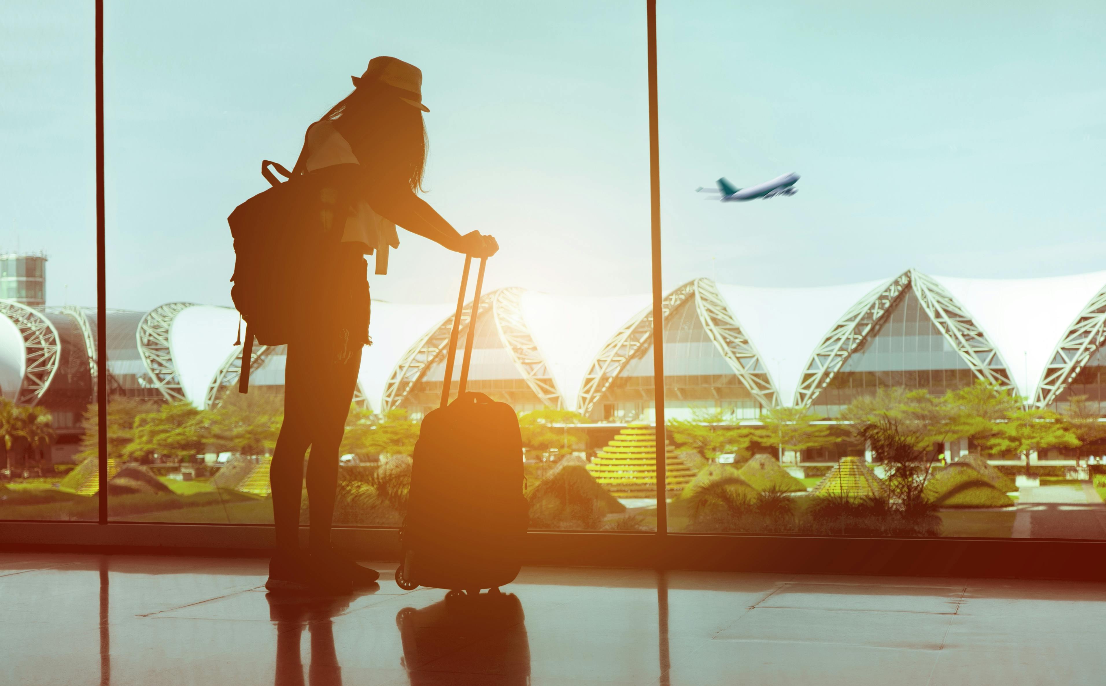 Traveler waiting for her airplane