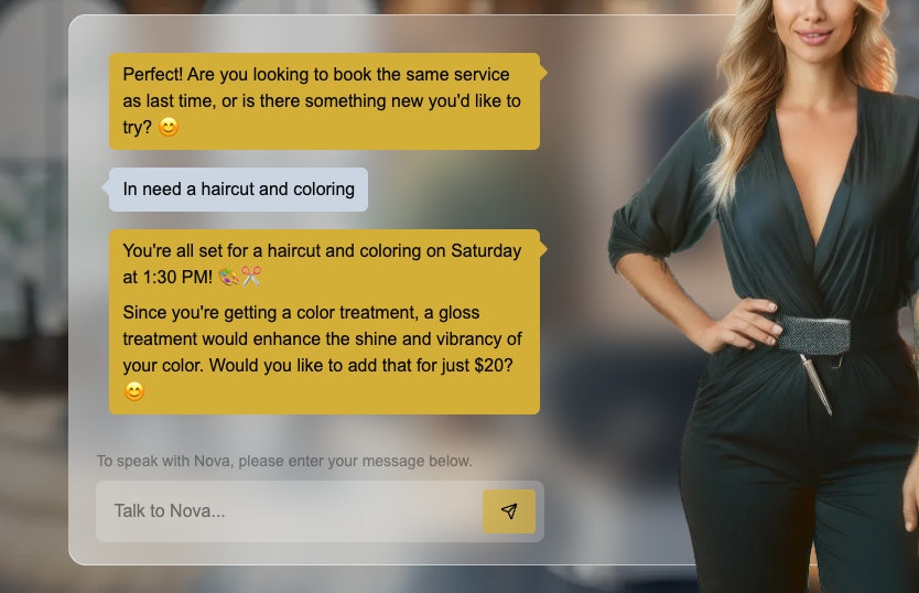 The AI assistant upselling products