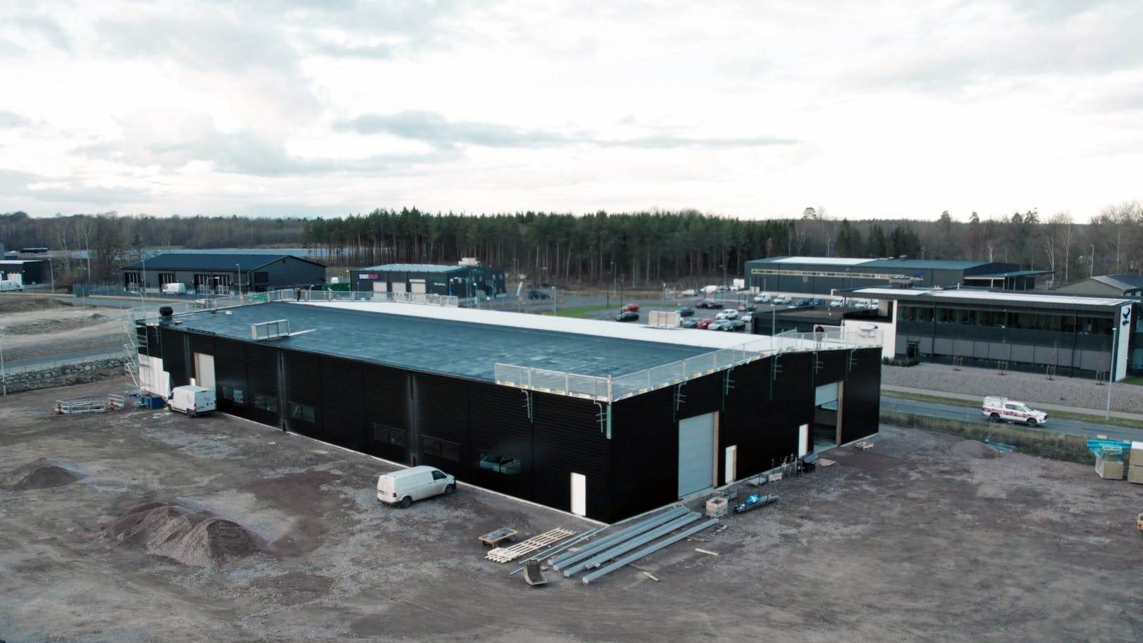 Helikoptervy över Ostkustens glas och montage i Kalmar