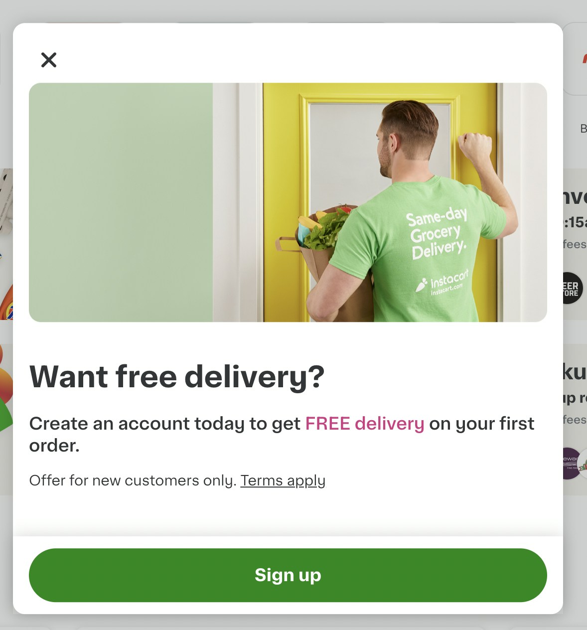 Instacart creating urgency