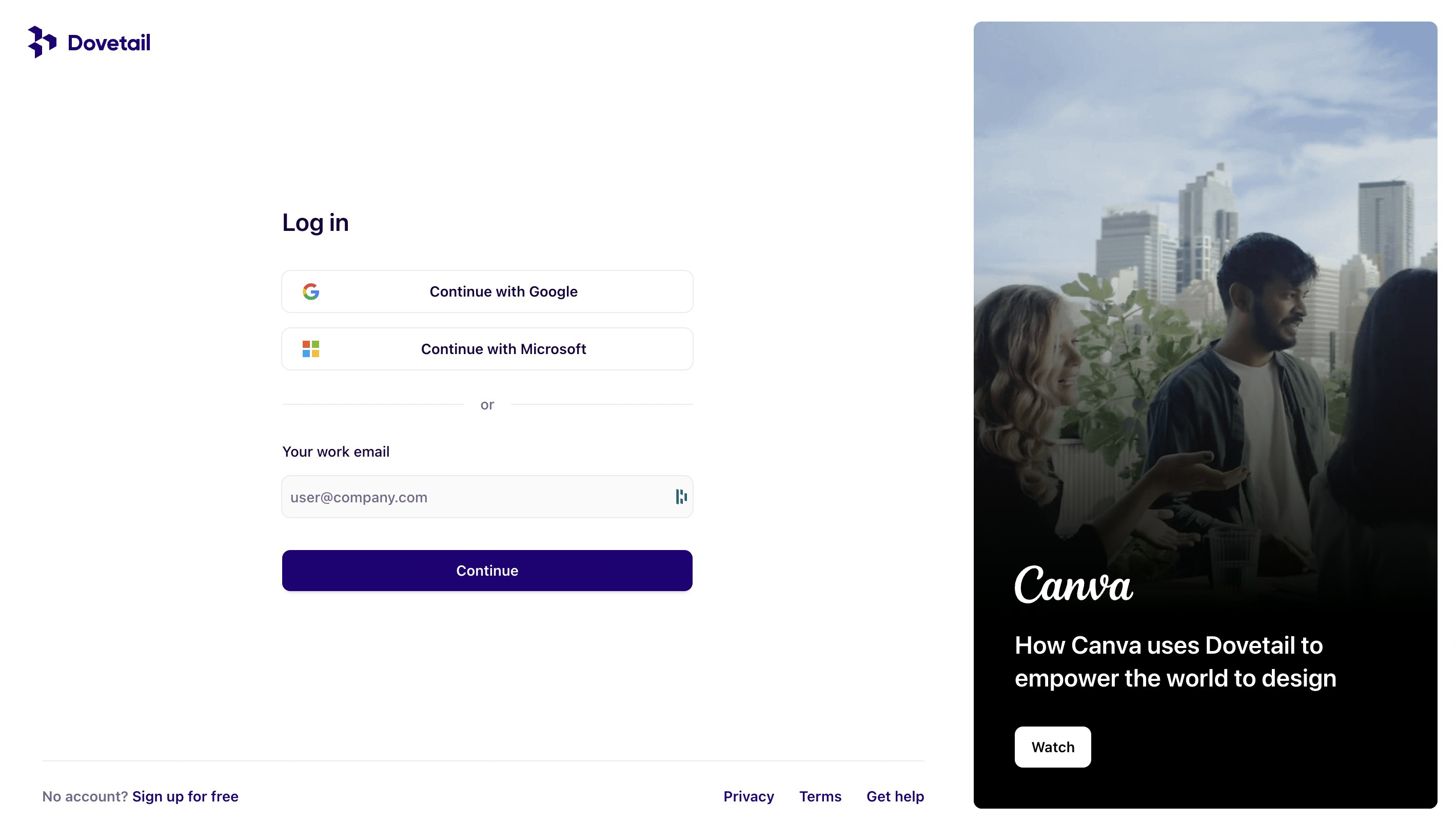 Dovetail showcasing testimonials