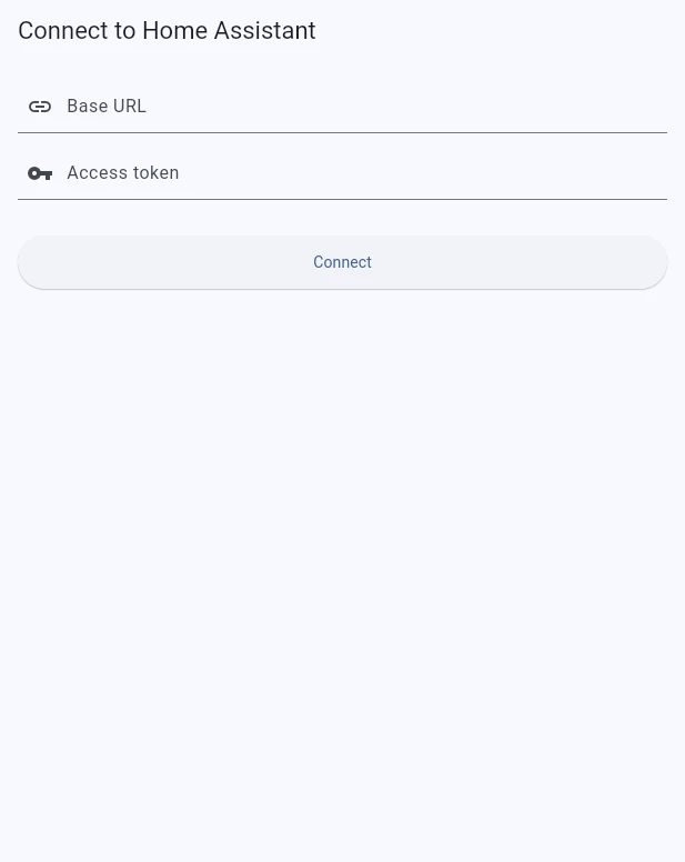 Home Assistant Sample App Connection Screen