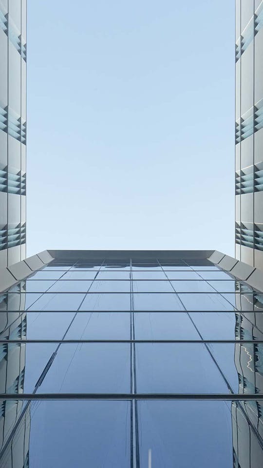 Architectural building seen from below