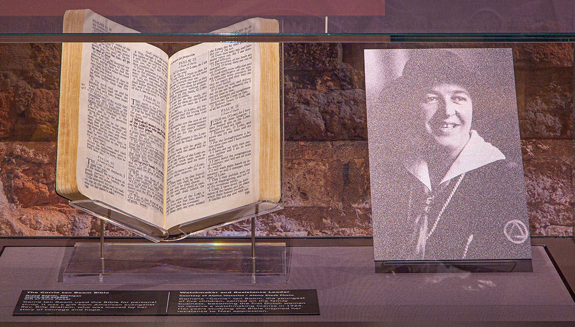 Corrie Ten Boom's Bible on display during the Light of Hope exhibition at Museum of the Bible