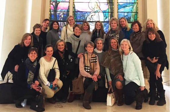 Annalisa touring the Washington Golf and Country Club exercise classes on a snowy winter day in 2018