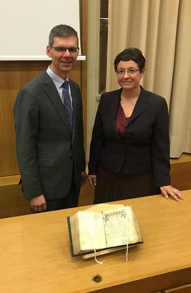 On October 26, 2018, Dr. Jeffrey Kloha, chief curatorial officer of Museum of the Bible, formally returned Manuscript 18 to the University of Athens and the care of Professor Theodora Antonopoulou. 