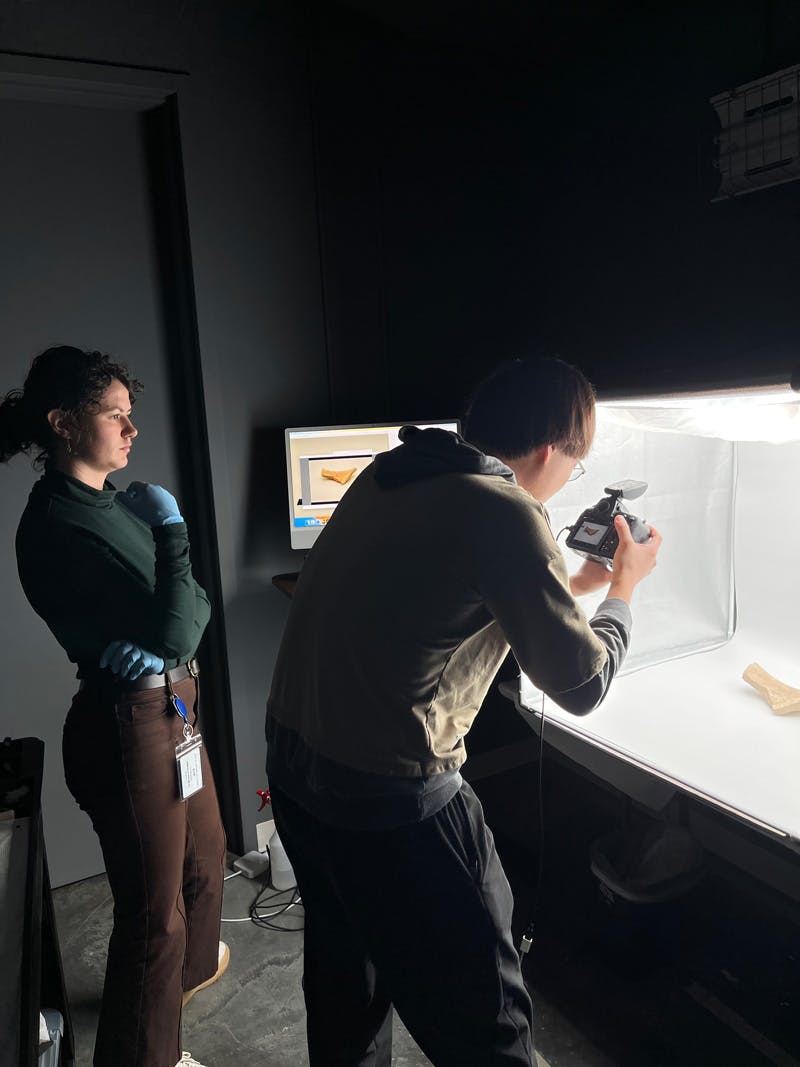 Shooting the fragment of a limestone jar.