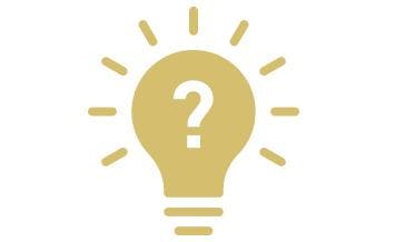 Glowing light bulb with question mark at the center