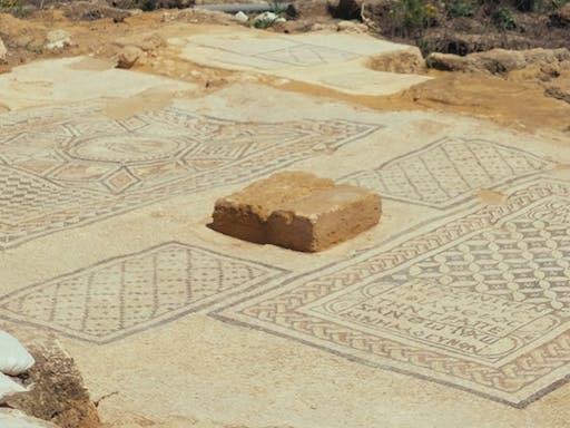 Base of the table that once stood in the center of the Megiddo mosaic
