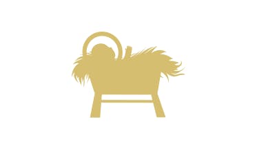 Child with a halo in a manger