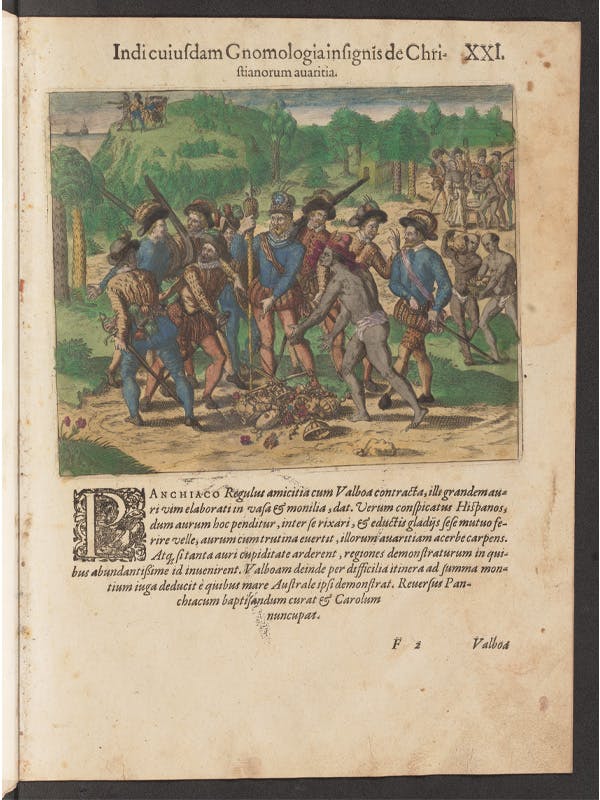 Illustration of colonizers looting gold