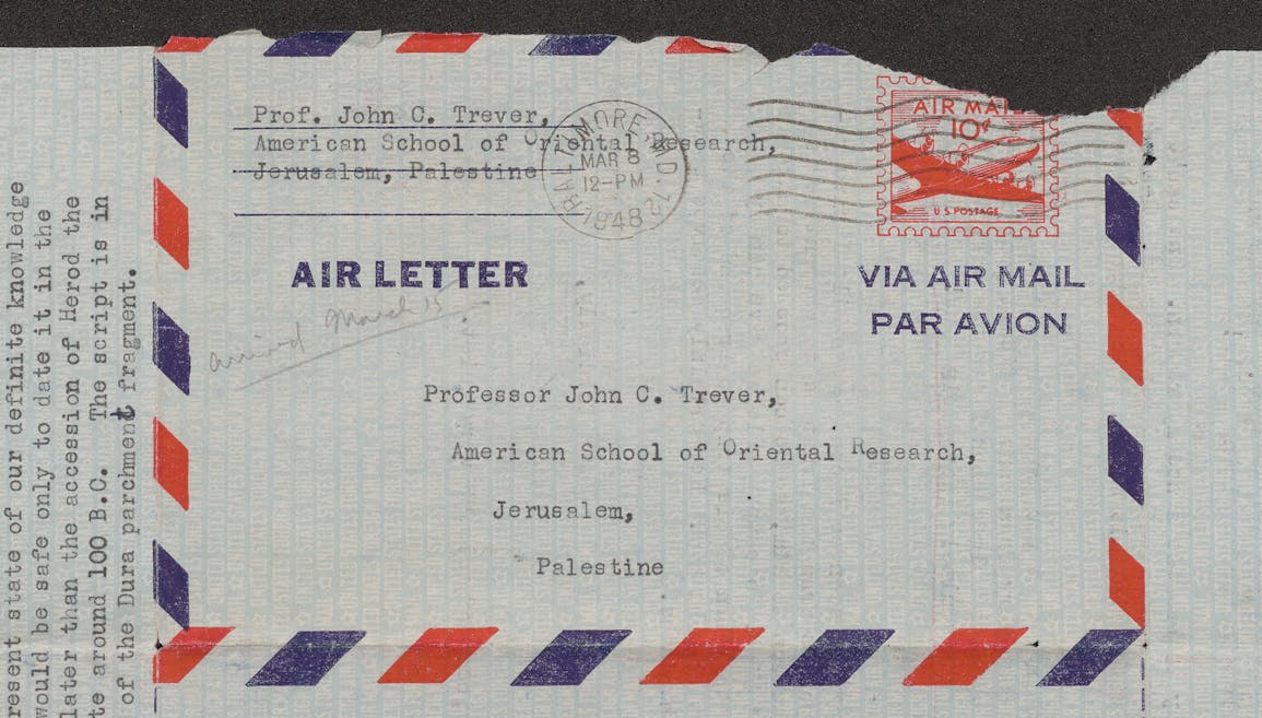 Letter from Professor W. F. Albright