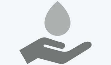 Stylized icon of hand holding a seed.