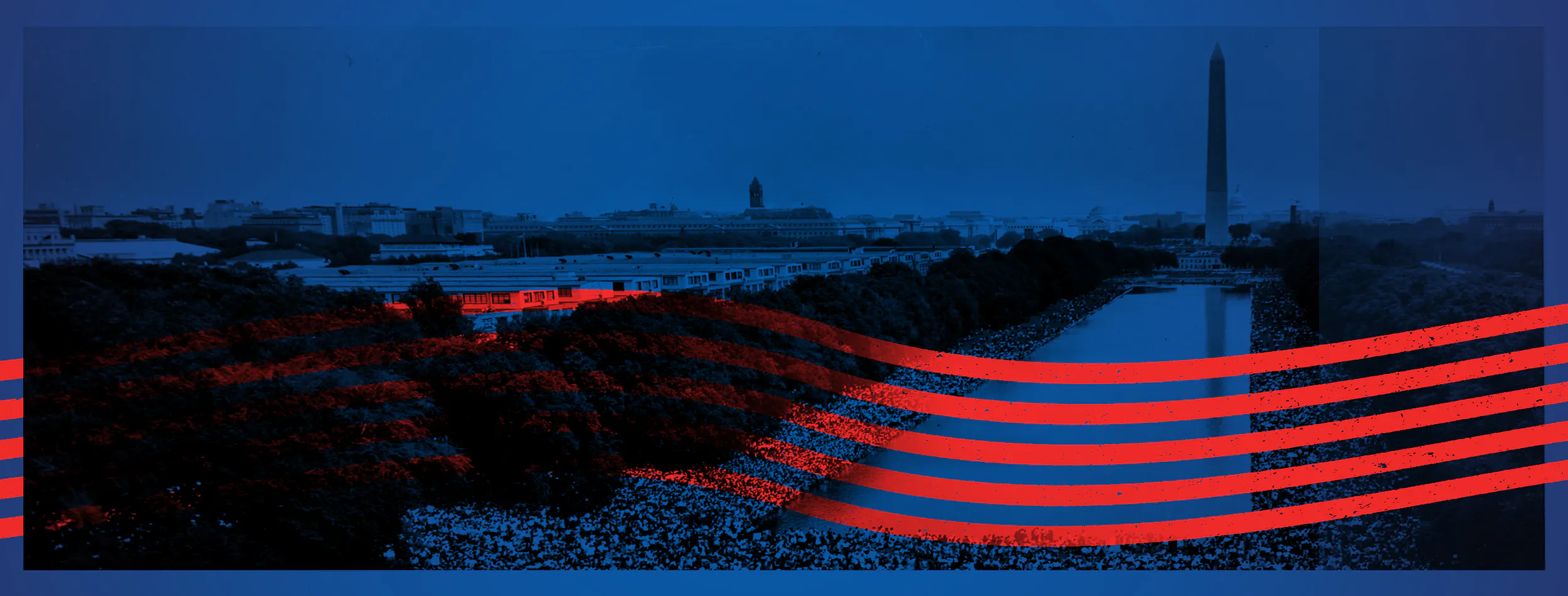 Overlook of DC with blue overlay with red stripes running across