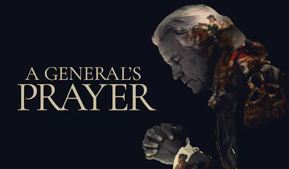 A general praying on the right with the words
