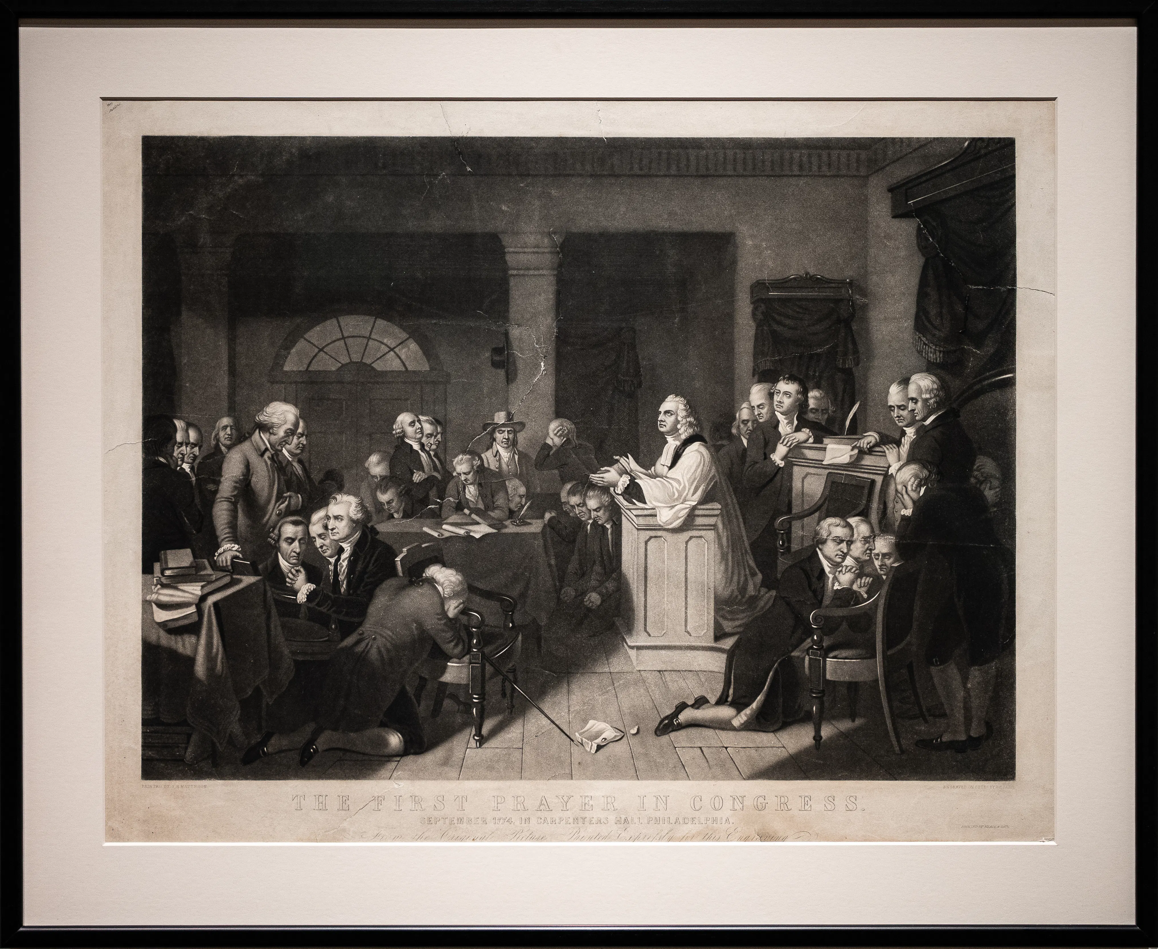 Painting of the first prayer in congress