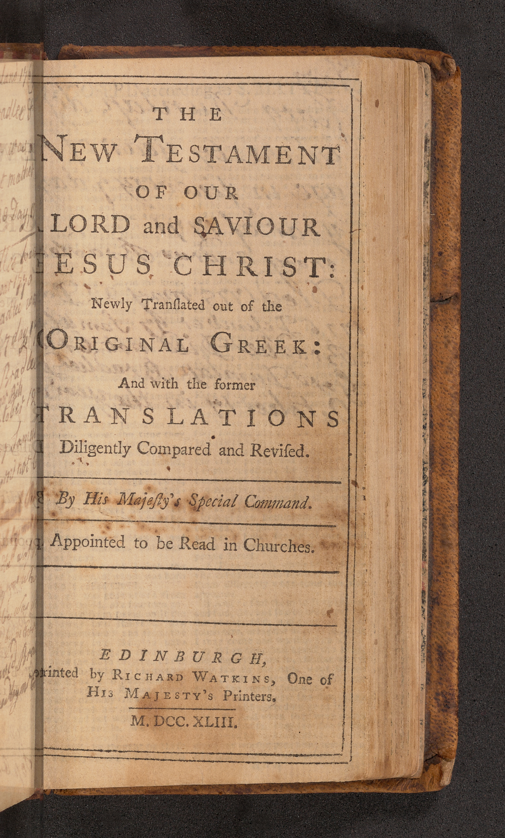The inside of the Bradlee Bible; this page is the title page of the New Testament