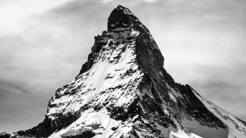 Matterhorn peak - high mountain in black and white
