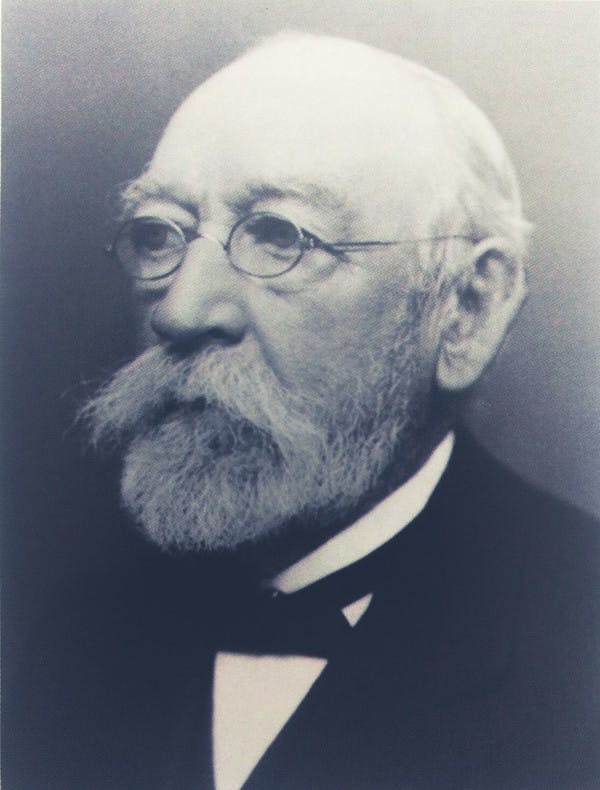 Old black-and-white photography of Matthias Topp, the engineer whose designs are still in use after over a hundred years since heis time at Mustad.